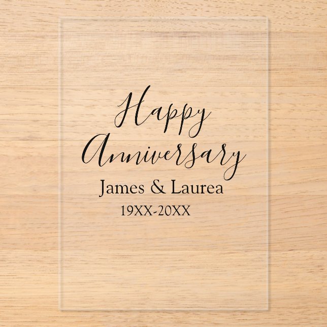 Invitaciones Acrílicas Feliz aniversario boda fecha año simple mi (Anverso)