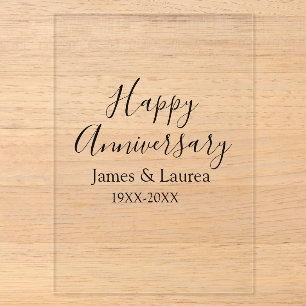 Invitaciones Acrílicas Feliz aniversario boda nombre fecha año simple mi