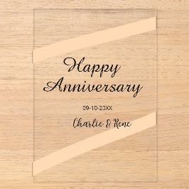 Invitaciones Acrílicas Feliz aniversario de bodas líneas pastel naranja n