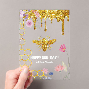 Invitaciones Acrílicas Feliz cumpleaños día de la abeja
