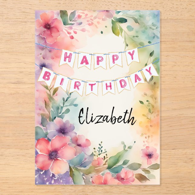 Invitaciones Acrílicas Feliz Cumpleaños Personalizable (Anverso)