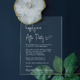 Invitaciones Acrílicas Feliz desde la recepción de la boda con escritura