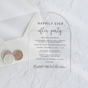 Invitaciones Acrílicas Feliz desde la recepción de la boda de Fiesta Arch
