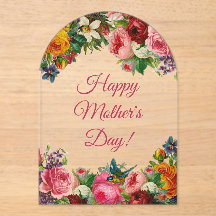 feliz día de las madres acuarela vintage arco flor