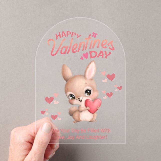Invitaciones Acrílicas feliz día de San Valentín, lindo conejito inamoro  (Insitu (portátil))