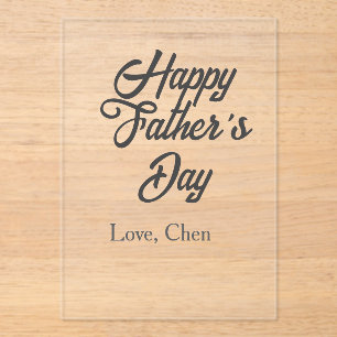 Invitaciones Acrílicas Feliz día del padre nombre gris amor mejor papá de