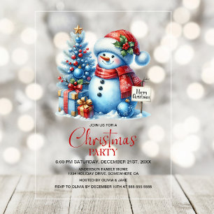 Invitaciones Acrílicas Feliz fiesta de Navidad del muñeco de nieve