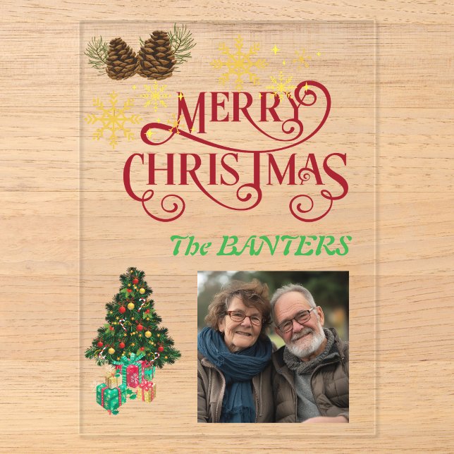 Invitaciones Acrílicas Feliz navidad personalizar  (Anverso)