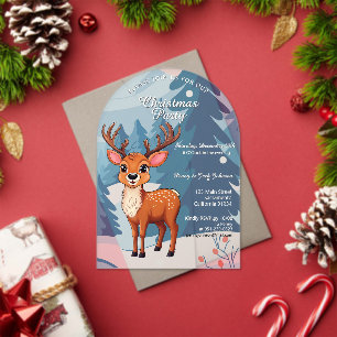 Invitaciones Acrílicas Feliz Navidad Reno de dibujos animados lindos en i