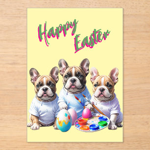 Invitaciones Acrílicas Feliz Pascua Bulldog Francés