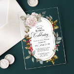 Invitaciones Acrílicas Feminine Floral Femenina Celebración del 50 de Dic<br><div class="desc">Cuando tu cumpleaños ocurre en el mes de diciembre, a menudo se pierde en toda la fanfarria de las vacaciones. Haga que el huésped de honor se sienta especial con esta maravillosa invitación a la fiesta de cumpleaños del personalizado. Un acento floral de rosa rosa rosado femenino añadido a la...</div>