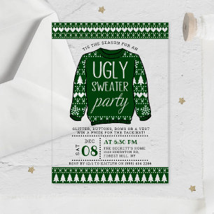 Invitaciones Acrílicas Feo fiesta de feriado de dulces Navidades verdes