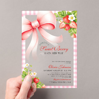 Invitaciones Acrílicas Festejo de Baby Shower de Fresa Alguien Dulce