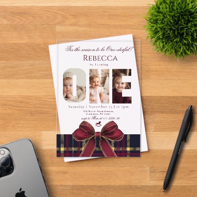 Invitaciones Acrílicas Festividad de la foto de cumpleaños de un Chica ma (Insitu (Tarjeta de Invitación))