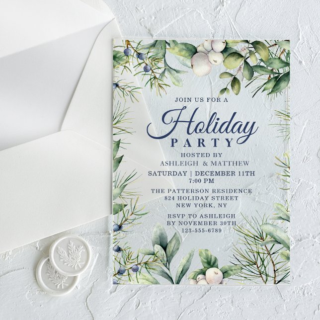 Invitaciones Acrílicas Festividad de los Navidades florales de invierno r (Subido por el creador)