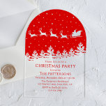 Invitaciones Acrílicas Festividad de Navidades modernos Fiesta Santa Red<br><div class="desc">El Fiesta de Navidades modernos y festivos Santa Red Navidades Fiestas Acrylic Invitation presenta una silueta de Santa volando sobre los árboles mientras cae la nieve con la invitación personalizada de su fiesta de Navidades más abajo. Diseñado por ©2024 Evco Holidays www.zazzle.com/store/evcoholidays</div>