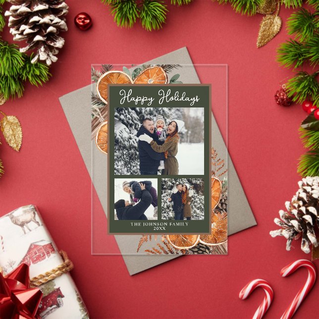 Invitaciones Acrílicas Festividad de tres Navidades de fotografía de Wood (Insitu (Vacaciones))