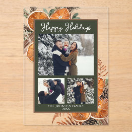 Invitaciones Acrílicas Festividad de tres Navidades de fotografía de Wood