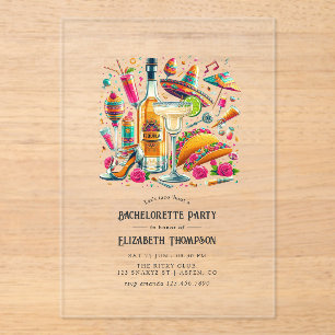 Invitaciones Acrílicas Fiesta Bachelorette Mexicana transparente