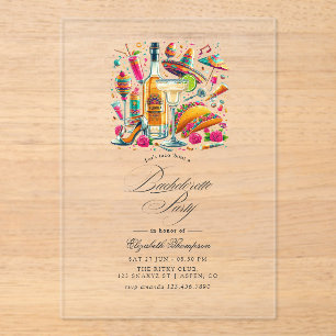Invitaciones Acrílicas Fiesta Bachelorette Mexicana transparente