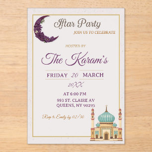 Invitaciones Acrílicas Fiesta Boho Minimalista Mezquita Iftar Ramadan