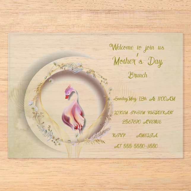 Invitaciones Acrílicas Fiesta chic de MADRE cisne  (Anverso)