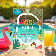 Fiesta Colorida en la Piscina | Cumpleaños Acrílic
