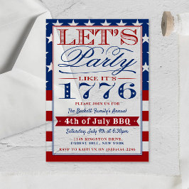 Invitaciones Acrílicas Fiesta como si fuera 1776 | 4 De Julio Fiesta