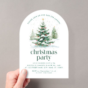 Invitaciones Acrílicas Fiesta con tema de Navidad árbol de Navidad
