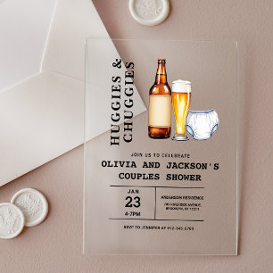 Invitaciones Acrílicas Fiesta de Baby Shower de Parejas Huggies y Chuggie