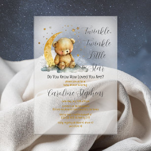 Invitaciones Acrílicas Fiesta de Baby Shower del Oso de Peluche Twinkle T