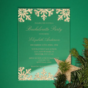 Invitaciones Acrílicas Fiesta de bachillerato de invierno con copo de nie