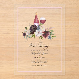 Invitaciones Acrílicas Fiesta de bachillerato de prueba de vino transpare