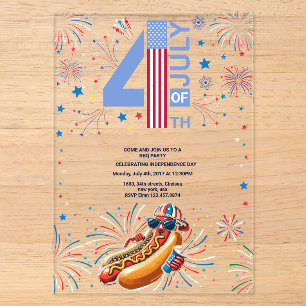 Invitaciones Acrílicas Fiesta de barbacoa del Día de la Independencia Fue