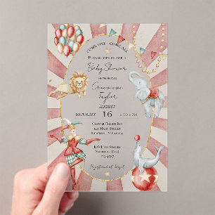 Invitaciones Acrílicas FieSta de Bebé de Carnaval de Acuarela Caprichosa
