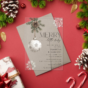 Invitaciones Acrílicas Fiesta de bebé de invierno rústica simple neutral