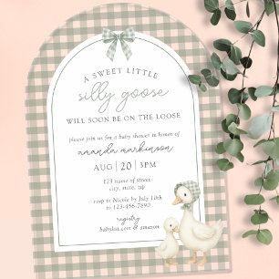 Invitaciones Acrílicas Fiesta de Bebé del Ganso Tonto Verde Salvia Cuento