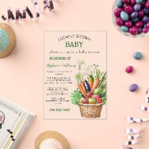 Invitaciones Acrílicas Fiesta de Bebé en el Mercado de Granjeros Locales
