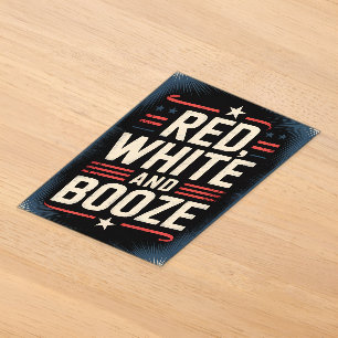 Invitaciones Acrílicas Fiesta de Bebidas del 4 de Julio   Rojo Blanco y B