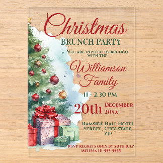 Invitaciones Acrílicas Fiesta de Brunch de Navidad