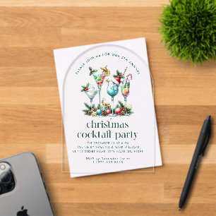 Invitaciones Acrílicas Fiesta de Cóctel con Tema de Navidad