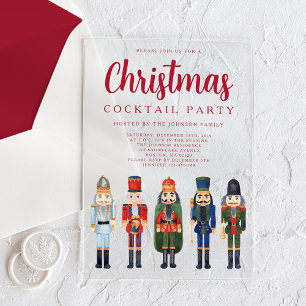 Invitaciones Acrílicas Fiesta de Cóctel de Navidad del Cascanueces Rojo
