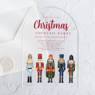 Invitaciones Acrílicas Fiesta de Cóctel de Navidad del Cascanueces Rojo