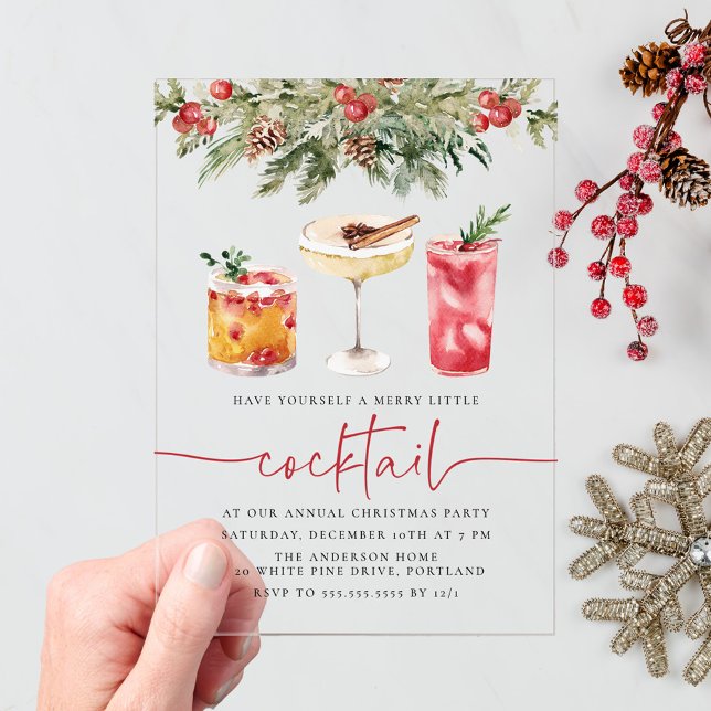 Invitaciones Acrílicas Fiesta de Cócteles Navideños Alegre (Subido por el creador)