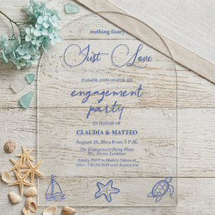 Invitaciones Acrílicas Fiesta de compromiso Chic Just Love Sea Life