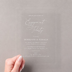 Invitaciones Acrílicas Fiesta de compromiso con caligrafía elegante simpl