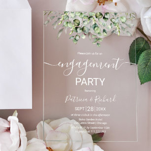 Invitaciones Acrílicas Fiesta de compromiso con vegetación