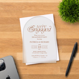 Invitaciones Acrílicas Fiesta de compromiso de arco minimalista naranja o