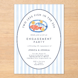Invitaciones Acrílicas Fiesta de Compromiso Dos Menos Peces en el Mar