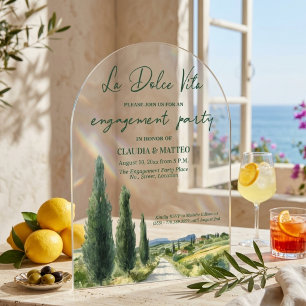 Invitaciones Acrílicas Fiesta de compromiso La Dolce Vita vista italiana
